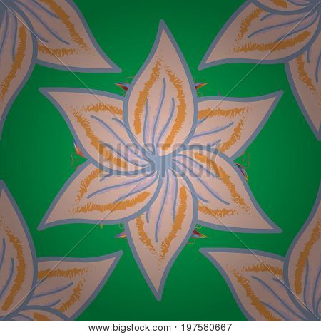 Doodle Flowers Seamless Pattern. Vector Pattern. Art Inspi Style Flowers And Leaves Background. Hand