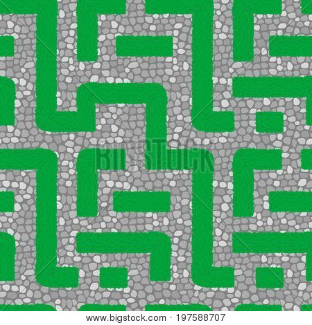 Live square labyrinth. Seamless vector background pattern