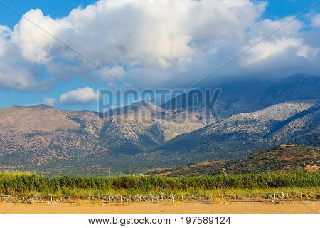 Beautiful Mountain Landscape Of Crete Near Malia, Greece