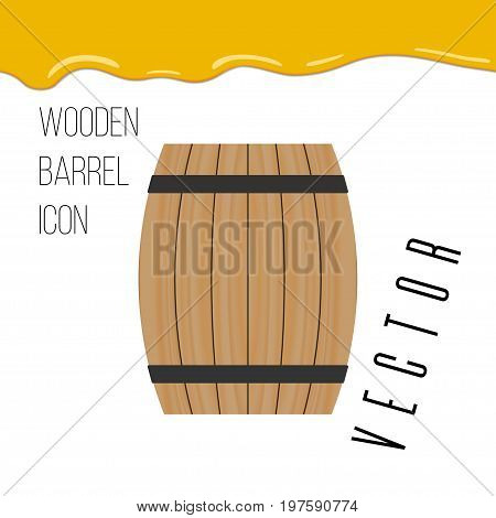 wooden barrel icon with honey drops vector illustration