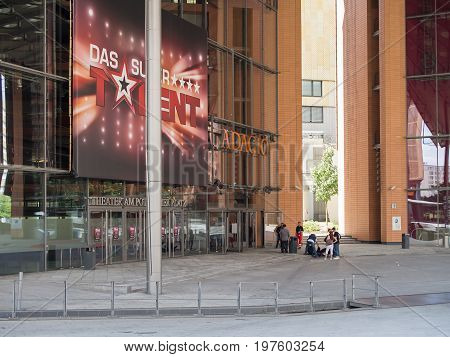 BERLIN GERMANY - JULY 30 2017: Participants of German TV Talent Show Das Supertalent In Front of Stage Theater At Potsdamer Platz In Berlin