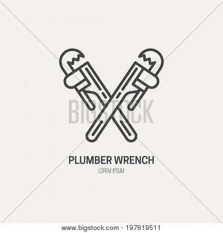 Modern line style logo for repair company or plumbing service. Vector line icon series.