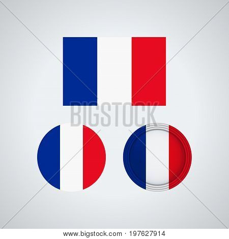 French Trio Flags, Vector Illustration