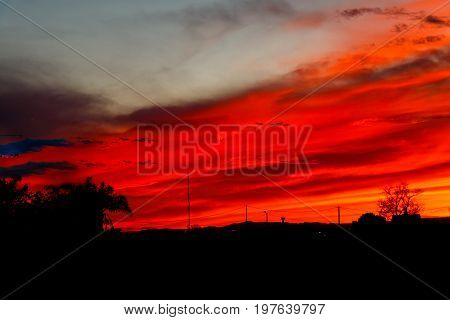 Sunset with the sky in yellow and red tones