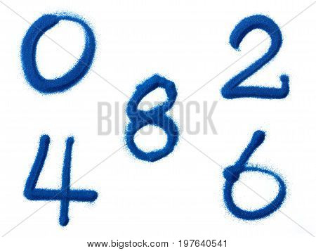 Even number isolated on white background.zero two four six eigth.