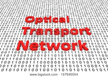 Optical transport network in the form of binary code, 3D illustration