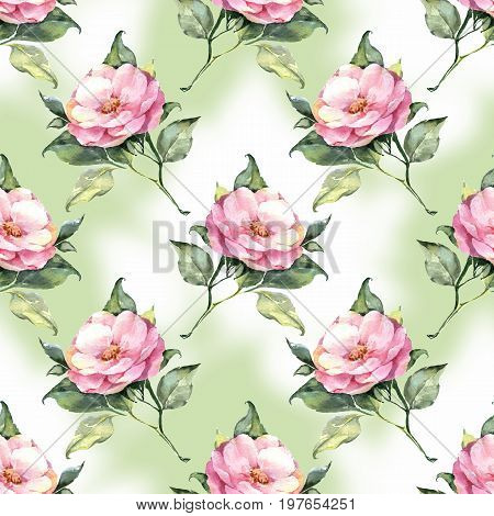 Watercolor floral seamless pattern with hand painted roses