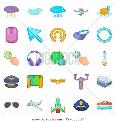 Aeronautical icons set. Cartoon set of 25 aeronautical vector icons for web isolated on white background