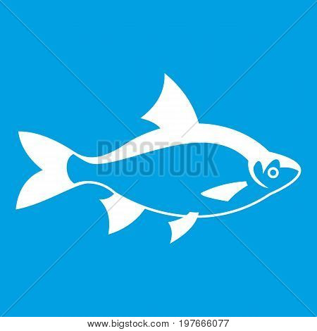 River fish icon white isolated on blue background vector illustration
