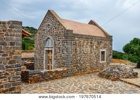 Christian Basilica Poros Elounda On Kalydon Peninsula, Crete, Greece