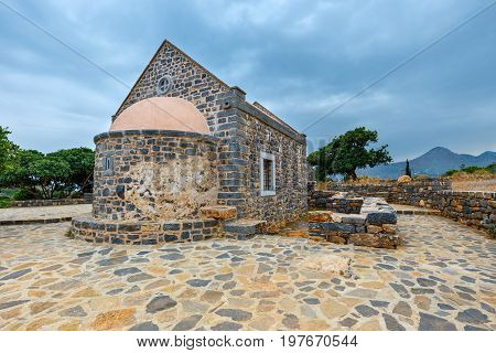 Christian Basilica Poros Elounda On Kalydon Peninsula, Crete, Greece