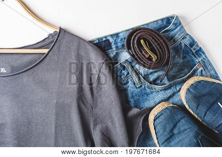 Fashionable men's clothing. Street wear and accessories