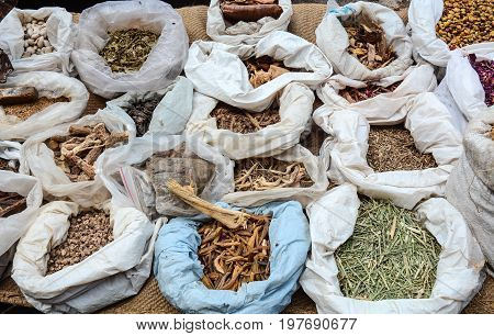 Selling Nuts And Dried Fruits At A Bazaar In India