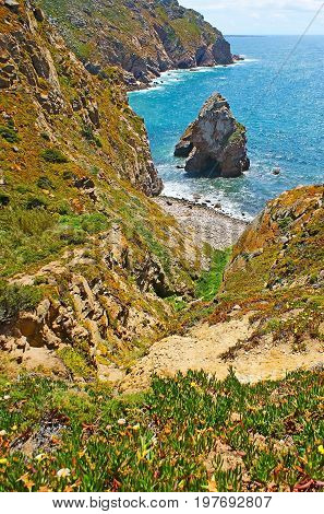 The Lourical Beach Among The Rocks Of Cabo Da Roca