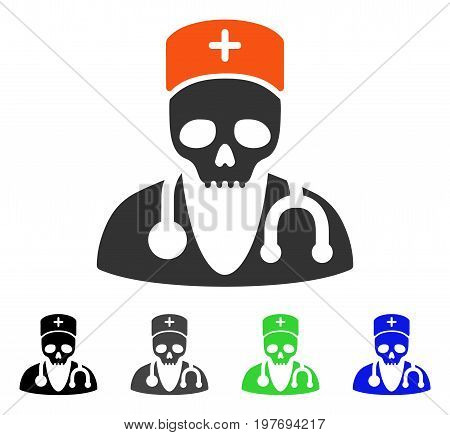 Deadly Doctor flat vector pictogram. Colored deadly doctor gray, black, blue, green icon versions. Flat icon style for web design.