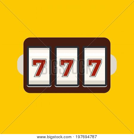 Slot machine with three sevens icon isolated on background. Vector stock.
