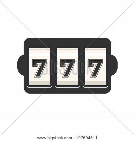 Slot machine with three sevens icon isolated on background. Vector stock.
