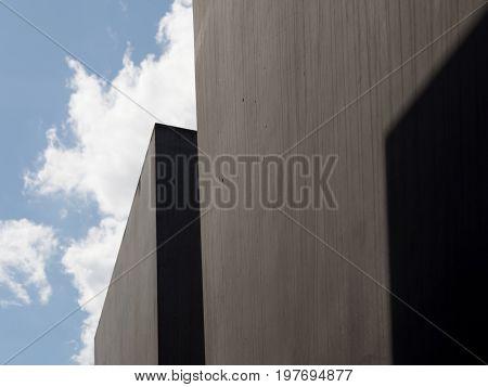 BERLIN GERMANY - JULY 30 2017: The Memorial to the Murdered Jews of Europe Close Up