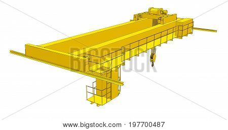 Factory overhead crane. EPS 10 vector format. Vector rendering of 3d