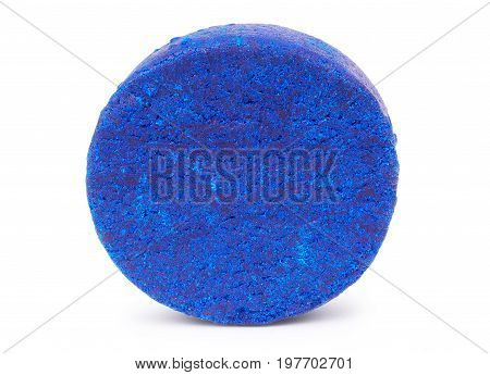 Blue soluble toilet cistern cleaning blocks studio isolated