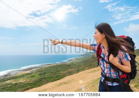 Traveler Standing On Top Of The Hill Mountain
