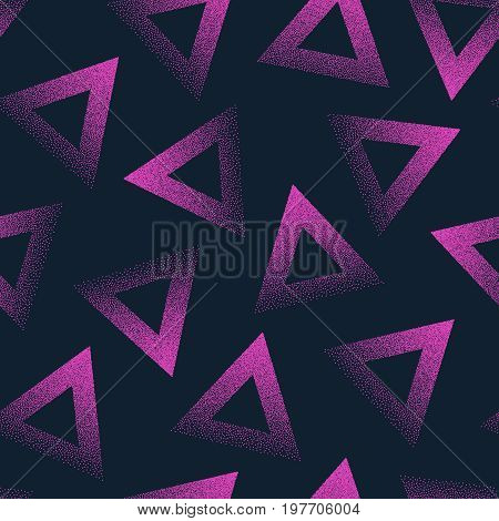 Vector Abstract Stippled Seamless Patterns. 80s and 90s Years Retro Style. Handmade Tileable Geometric Dotted Grunge Background. Wrapping Paper Design