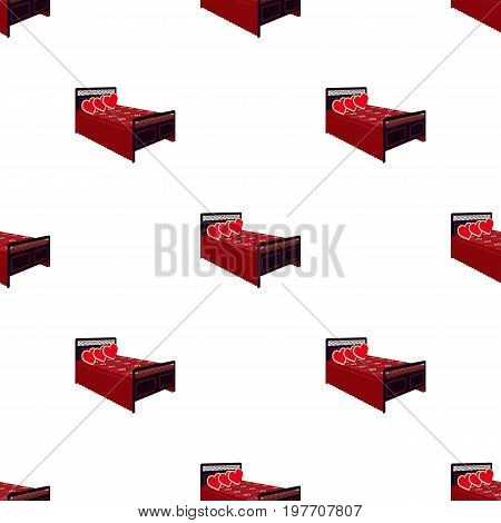 A bed with backs, pillows and a coverlet. Beds single icon in cartoon style vector symbol stock illustration .
