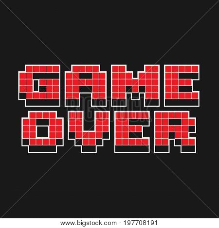 Game over pixel design isolated on background. Vector stock.