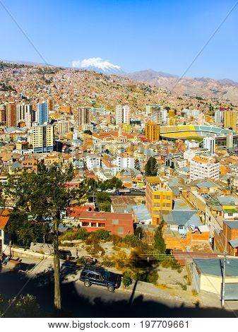 La Paz city centre on sunny day, Bolivia, South America.