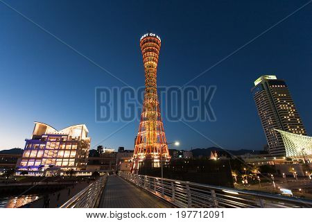 Kobe port tower at night , Kobe, Japan , May 1, 2017