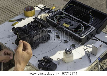 Fibre Optic Splicing Equipment On The Street