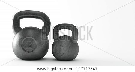 Heavy kettle bell isolated on white background, 3d Rendering