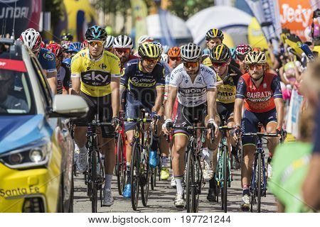 Jaworzno, Poland - July 31, 2017: Cyclists At The Start Of The Third Stage Of The 74. Tour De Pologn