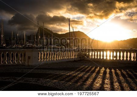 View of Sunset in Rio de Janeiro From Urca Neighborhood