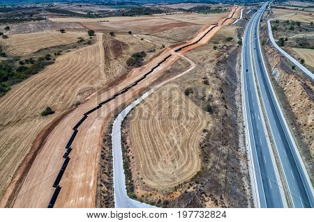 Construction Of Gas Pipeline Trans Adriatic Pipeline - Tap In North Greece. The Pipeline Starts From