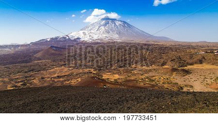 Mt Teide in Tenerife's Teide National Park during winter.