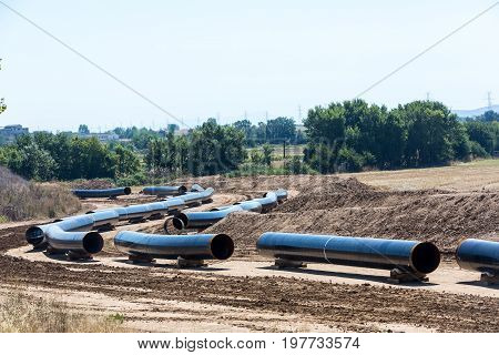 Construction Of Gas Pipeline Trans Adriatic Pipeline - Tap In North Greece. The Pipeline Starts From