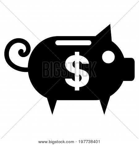 Piggy Bank vector icon. Flat black symbol. Pictogram is isolated on a white background. Designed for web and software interfaces.