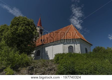 Church over valley of river Labe in Dubicky village