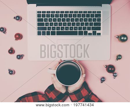 Freelancer Woman Hands With Laptop