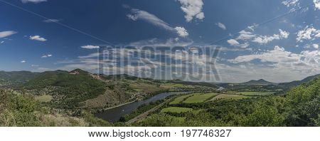 Valley of river Labe in north Bohemia in the middle of summer