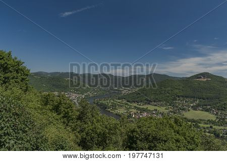 Valley of river Labe in north Bohemia in the middle of summer