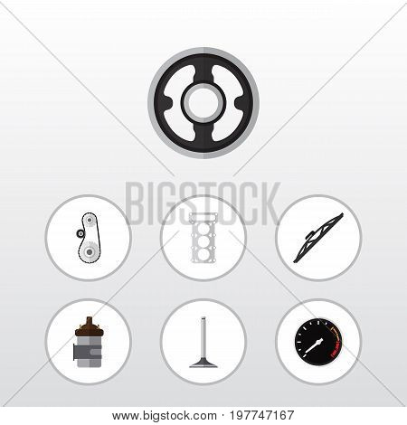 Flat Icon Auto Set Of Packing, Car Segment, Belt And Other Vector Objects
