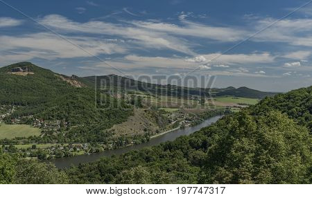 Valley of river Labe in north Bohemia in the middle of summer