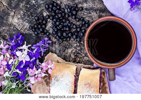 Espresso Coffee And Summer Flowers.