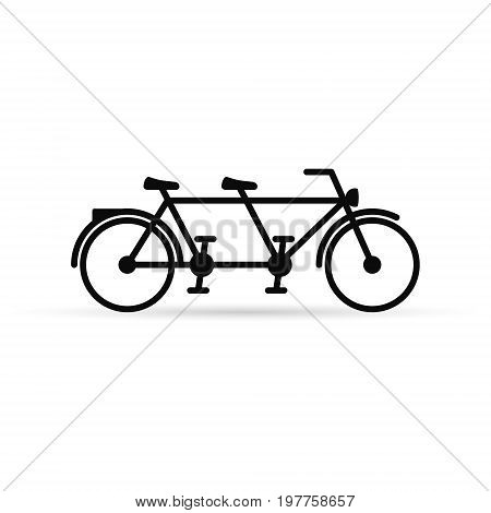 Tandem bike vector icon isolated on white background.