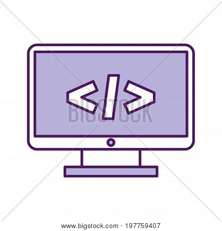 computer desktop with progamming language vector illustration design
