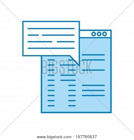 template computer with speech bubble vector illustration design