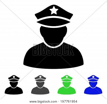 Army General flat vector pictograph. Colored army general gray, black, blue, green icon variants. Flat icon style for application design.