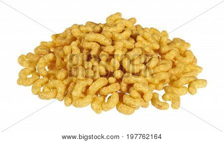 picture of a pile of Bamba in white back
